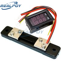 Mini Digital Voltmeter Ammeter DC 0-100V 50A Amp Volt Voltage Current Meter Detector Tester 0.28" Dual LED Display Gauge + Shunt