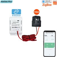 Smart Life Bidirectional Two Way ZigBee Energy Meter 150A Clamp Current Sensor for Solar Import Export KWh Monitor 110V 240VAC