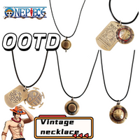 Chopper Luffy Ace One Piece anime merchandise personalized retro versatile necklace creative metal clavicle chain accessory gift