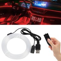 5M USB Fiber Optic Ambient Light RGB Voice Controlled Decorative Car Interior Center Console Instrument Panel Ambient Neon Lamp