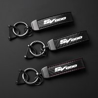 For Suzuki SV650 SV 650 SV650X SV650S Motorcycle Keyring Carbon Fiber Textured Keychain Metal Carbon Fiber Leather Key Chain Men