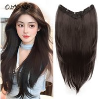 26Inch Synthetic Long Straight Layered V-Shaped Clip-in Hair Extension 4 Clip Heat Resistant Hairpiece for Women Daily Party