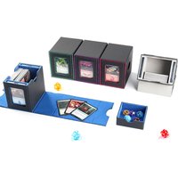 Side-Loading Double Window Card Deck Box 100+ PU Leather Magnetic TCG Card Storage for 35PT Card Brick
