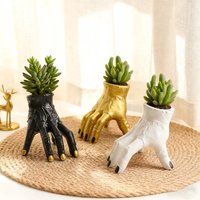 Cool Gothic Manicure Hand Resin Plant Pot Mini Succulent Container for Weird Aesthetic Home Room Tabletop Decor Accessory