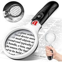 Handheld 45X Magnifying Glass 3LED Light HD Jewelry Loupe Double Lenses Lightweight Coins Stamps Magnifier Kids Seniors Reading
