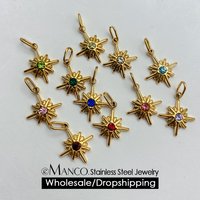 eManco Stainless Steel Starburst Charms Art Deco Style with Multi-Color Crystal Elements Ideal for DIY Jewelry Factory Direct