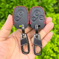 Key Fob Case Keychain For Honda Civic 4D Jazz Gr8 CR-V SRV FRV Fit CSX Chord 7 Accord Emblem Extra Screw Leather Protection