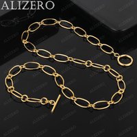 ALIZERO 18K Gold Necklace Fashion Simple Circles Chain Necklaces 18 Inches Women Man Fine Jewelry Wholesale Personality Trend