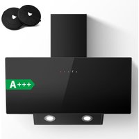 Dunstabzugshaube 90cm mit Aktivkohlefilter A+++ 450m³/h Touch Control LED Beleuchtung 9min Ausschaltverzögerung