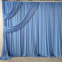 Thick Lycra Blue Wedding Backdrop Curtain Drapes Wrinkle Free Polyester Photo Backdrop Drapes Back Drop Cloth for Birthday Photo