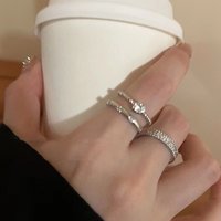 3pcs Vintage Silver Color Rings Fashion Y2k Crystal Round Set Rings For Women Girls Trend Party Aesthetic Jewelry Fashion Rings