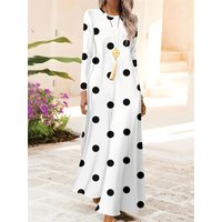 Women's Long Sleeve Round Neck Polka Dot Dress Casual Vacation Style Elegant A Line Dress for Summer Spring Office Wear