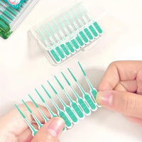 100Pcs Dental Interdental Silicone Brushes Toothpicks with Thread Oral Cleaning Interproximal Brushes for Teeth Flossing