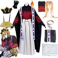 Anime Character Upper Moon Two Douma Cosplay Wig and Kimono Set - Premium Halloween Costume for Men and Women