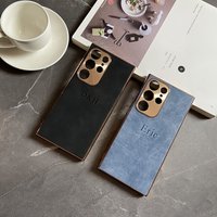 Personalised Customized Initials Name Case For Samsung Galaxy S22 S23 S24 S25 Ultra Plus Luxury Plating Lambskin Leather Cover