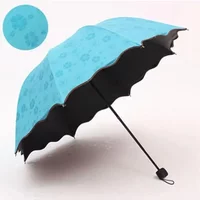 1/2PCS Portable Water Flowering Umbrella Manual Open UV Protection Sun Rain Dual Use Parasol Black Coating Creative Design