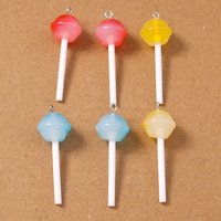 10pcs 47*15mm Colorful Resin Candy Lollipop Charms Pendants for Jewelry Making DIY Earrings Necklace Accessories Supplies
