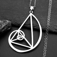 Dolden Triangle Stainless Steel Necklace - Fibonacci - Golden Ratio Pendant (3.5mm) size With 50cm Chain Jewelry N431S02