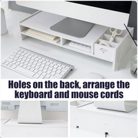 Besegad PC Computer Monitor Stand Riser Laptop Holder Wooden Desk Organizer Shelf Easy Assemble for Home School Office Desktop