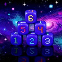 6-Piece 6-Sided Numbered Dice Set – Blue Body & Multicolored Numbers, for Yard Outdoor Games & Gatherings, Includes Storage Draw