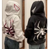 Harajuku mode Y2K manteau surdimensionné personnalité araignée imprimé sweat à capuche pour femme automne et hiver Punk pleine fermeture éclair hauts à capuche