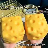 HOT Giant Cheese Squeeze Toy Extra Large Size Cheese Squishy Fidget Toys Slow Rebound Shapeable Venting Ball for Adults Gifts