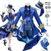 Woikmoe Furina Cosplay Costume Furina Cosplay Outfit Uniform Dress Full Set Halloween Women Costume With Hat