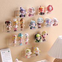 Hot Sale Self-Adhesive Transparent Acrylic Wall Mounted Figures Display Storage Rack DIY Toy Stand