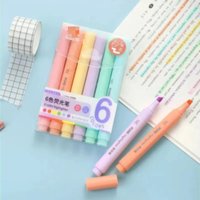 6/8Pcs/set Pastel Color Macaron Highlighter Pen Marker Pens Fluorescent Pen Drawing Highlighters Cute Stationery School Supplies