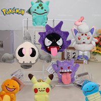 Pokemon Plush Gastly Gengar Hisuian Zorua Duskull Stuffed Peluche Doll Kawaii Squirtle Eevee Keychain Toys Kid Birthday Gifts