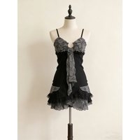 Y2k Harajuku Vintage Slim Print One Piece Dress Korean 2000s Subculture Sexy Mini Dress American Patchwork Hot Girl Strap Dress