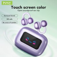 HTC Wireless Bluetooth Earphones NE54 Earclip AI Translator Earbud Smart Touch Screen HIFI Music Bone Conduction Headphones