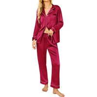 Women Pajamas Sets Sexy Silk Polyester Women Pijama Sets Sleepwear Long-sleeve Cardigan Set Female Pyjamas Home Clothing
