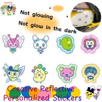 Cartoon Tamagotchi Creative Reflective Stickers, Personalized Night Safety Decor Decals for Electric Scooters Motorcycles & Cars