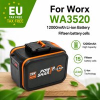 Für Worx 20V 12,0Ah Lithium-Ionen-Akku 15-Zellen-Pack WA3553 WA3551 WA3553.1 WA3570 Ersatzakku für WORX Power- und Gartenwerkzeuge