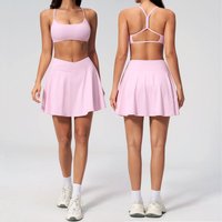 2 Pieces Yoga Set Women's Tracksuits Workout Shockproof Bra High Waist Short Tennis Skirts Female Gym Yoga Clothes Athletic Wear