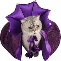Cat Halloween Costume Comfortable Cat Wizard Outfit Witch Dog Costume Cat Cloak Witch Hat Halloween Dog Cloth For S/M Cats Dogs