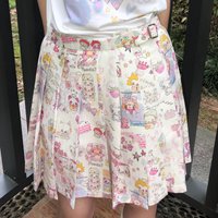 Japanese Harajuku Y2k Lolita Mini Skiirt Women Gothic Streetwear Cartton Print Pleated Skirts Kawaii Sweet Cute High Waist Skirt