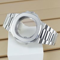 43.3mm Ultra thin Silver Watch Case Sapphire Crystal Glass For Modified Nautilus Miyota 9015 Movement 30mm Dial 10ATM Waterproof