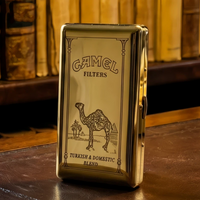 Ultra-Thin Portable Copper Cigarette Case Double Sided Engraving with Tai Chi Camel Lucky Koi Pipa Beauty Design for Men