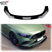 Dla Mercedes Dla Benz A CLASS W177 2019-2022 A180 A200 A35 AMG Samochodowy przedni zderzak Spoiler Błyszczący czarny lub wygląd włókna węglowego