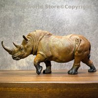 TOP Lucky Mascot Auspicious African rhinoceros bronze sculpture living room Company office bar club home Decorative ornament