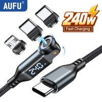 AUFU 240W Magnetic USB Type C Cable Fast Charging PD 3.1 Digital Display Micro Type C Cable For iPhone Macbook Samsung Wire Cord