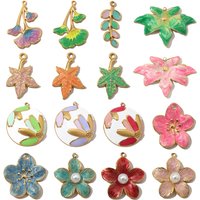 3pcs/Lot Stainless Steel Enamel Flower Leaf Pendants Charms for DIY Fashion Jewelry Making Accessory Wholesale