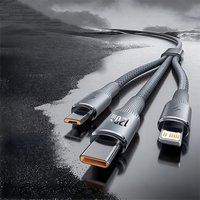 Black 4-in-1 PD 240W USB Type-C Data Cable Fast Charging Wire for iPhone 15/14/13 Samsung Xiaomi OPPO
