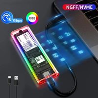 RGB M2 NVMe PCIE SSD Case M.2 NGFF SATA SSD Enclosure 10Gbps M.2 to USB Transparent Hard Drive Enclosure for M Key M&B Key SSD