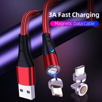 3A Super Fast Charge Magnetic Charging USB Cable 360 Degree Rotate Micro USB Type C Cord Phone Charger Wire Magnet Cable