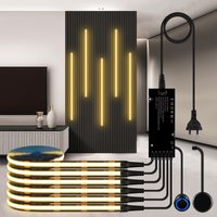 Acoustic Wood Grille Curtain Wall Panel LED Light Strip Black PCB COB Kit Double Touch Sensor Dimmable Switches ,No Hole Install image 4