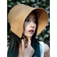 AliExpress NONE Summer Straw Weaving Shade Hat Retro Cotton And Linen Lactation Big Eaves Sun Protection Cap For Women Girl Outdoor Cycling