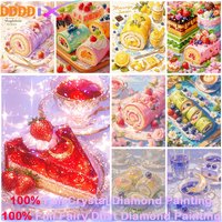 Foods Diamond Art Popular 100% Full Fairy Dust Crystal Square Dessert Cake DIY Cross Stitch Embroidery Kit New Arrival Home Deco